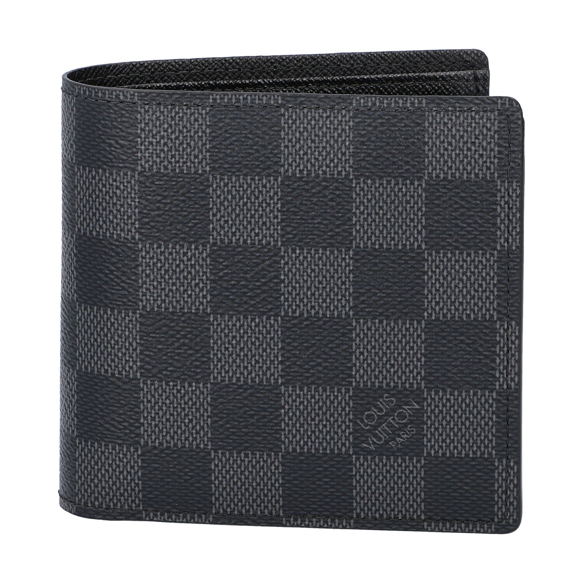 LOUIS VUITTON Portemonnaie "SLENDER", Koll.: 2016, akt. NP.: 325,-€.Damier Graphite Canvas Serie mit