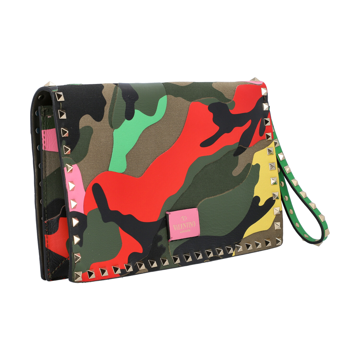 VALENTINO Clutch "ROCKSTUD".Camouflage Multicolor Serie mit goldfarbenem Nietenbesatz, Zwei - Image 2 of 8