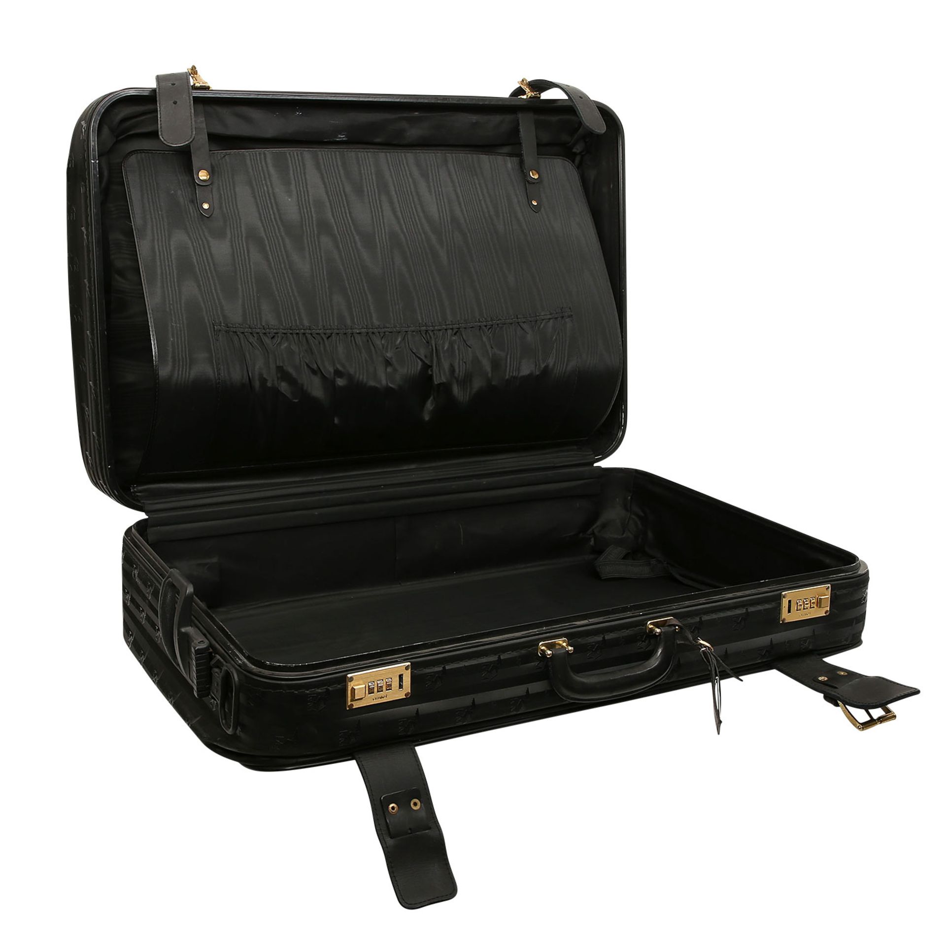 MAISON MOLLERUS VINTAGE Koffer.Synthetik in Schwarz mit Logo-Struktur und goldfarbener Hardware, - Bild 6 aus 6
