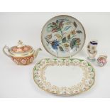 19th century and later ceramics including lustre jug, teapot, porcelain tray and others