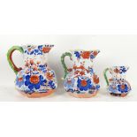 Set of three Mason's graduated jug in the Imari palette,