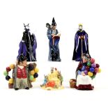 Royal Doulton balloon seller, balloon man/woman teapot, Maleficent disney and other figurines