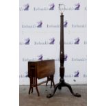 Mahogany Sutherland table and a mahogany standard lamp base