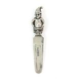 Novelty silver Mr Punch or Gnome mounted bookmark, Birmingham 1926