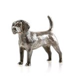 Cast silver model of a Beagle dog by BMB London 1983