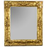 Carved giltwood and gesso rectangular mirror, overall size 81cm x 70cm,