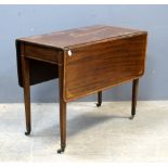 Early 20th century marquetry inlaid drop leaf table and a modern coffee table