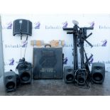 Various keyboard, microphone and speaker stands, x4 speakers plus various cabling