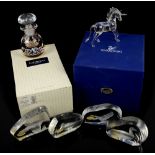 Large collection of Swarovski including a unicorn, various relief crystal plaques, etc, some with