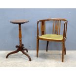 19th Century mahogany wine table and a mahogany tub chair
