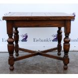 Oak drop leaf table and oak draw leaf table and seven chairs