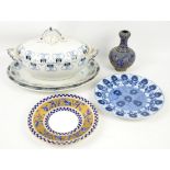 A Minton Aesthetic movement plate, tureen and platters with Scottish School design by George