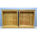 Set of three pine open bookcases