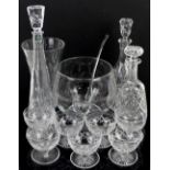 Selection of glassware to include Thomas Webb and cranberry glass,