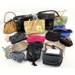 A large quantity of handbags including beaded bags, and fashion handbags including Jane Shilton,