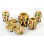 H J Wood Indian Tree vases and wall pockets (7 in lot)This lot is being sold on behalf of Woking and