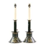 Pair of toleware candlesticks