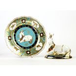 Royal Crown Derby Louise Adams unicorn trinket box, figurine and unicorn plate