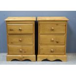 Pair of pine bedside chests