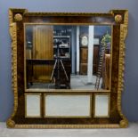Walnut and gilt framed over mantel mirror,