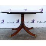 George III style twin pedestal dining table with extra leaf with set of matching eight shield back