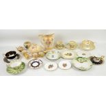 Sundry decorative china to include a jug, cups and saucers, small coffee canisters, etc