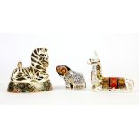 Royal Crown Derby paperweights Llama, Zebra and Derby Ram