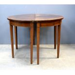 19th century mahogany D-end dining table on square tapering supports,