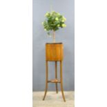 Early 20th Century mahogany pedestal with a faux rosebush