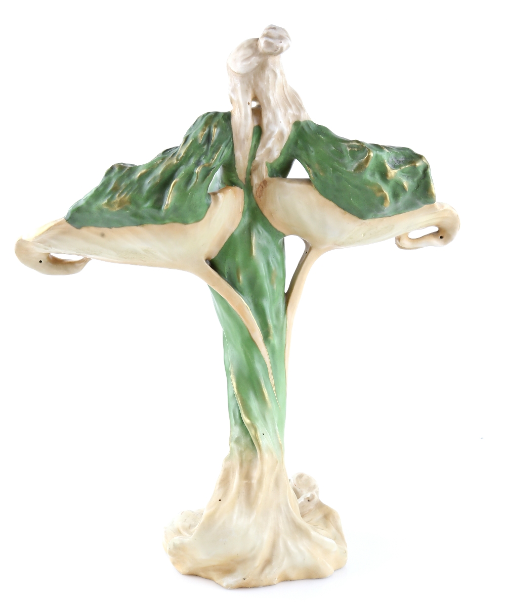 Amphora Austria, Art Nouveau table centrepiece circa 1900 in the form of a long-haired maiden in - Image 2 of 5