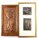 After Dante Gabriel Rosetti, two woodcut prints framed as one, 'The Long Hours Go and Come and Go'