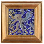 Pilkington's lustre tile designed by J Henry Sellers, depicting a winged creature with forked