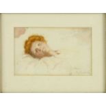 Golden reflections, water colour of a golden haired women sleeping, titled and with monogram C.H, in