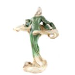 Amphora Austria, Art Nouveau table centrepiece circa 1900 in the form of a long-haired maiden in