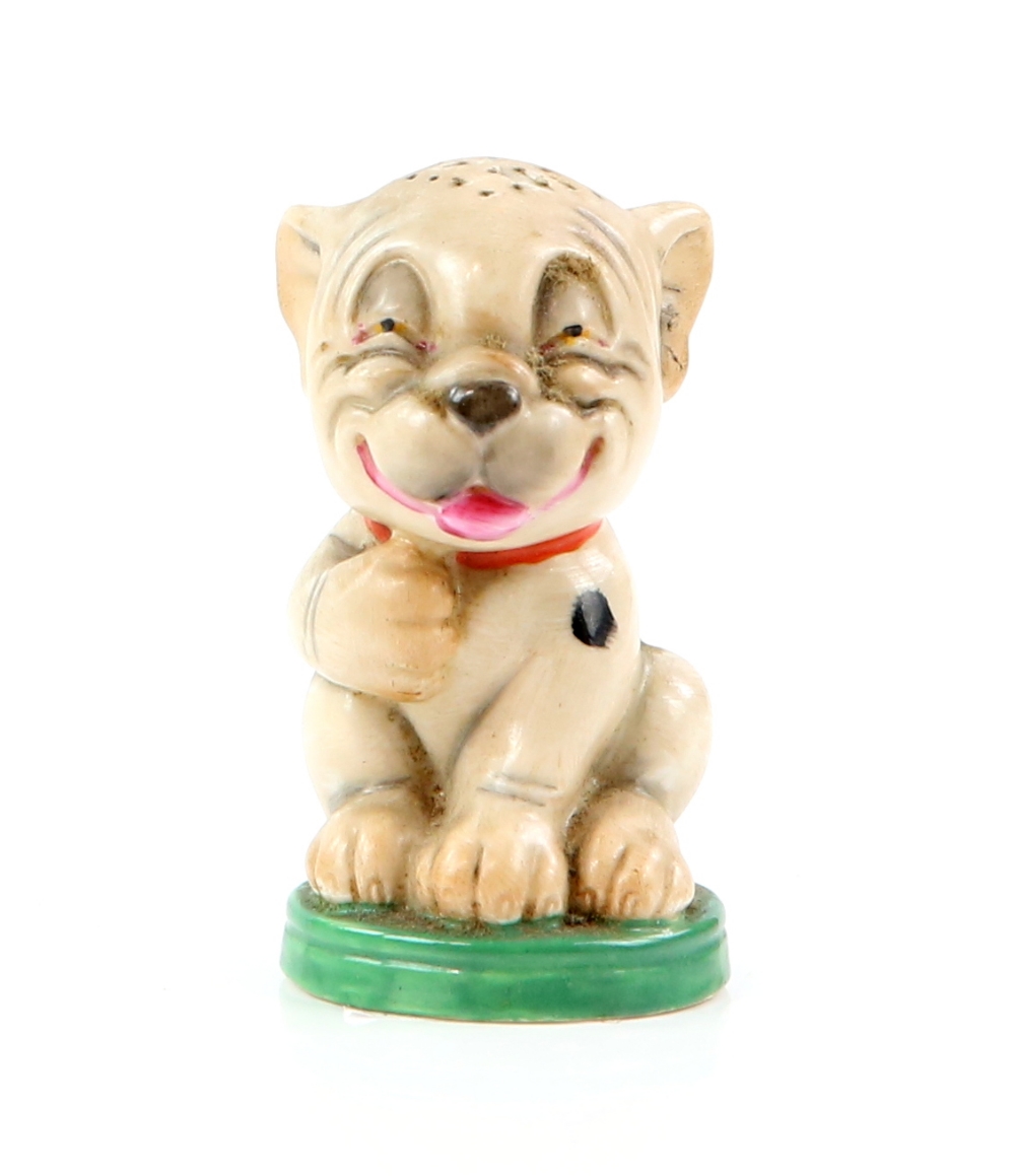 Royal Worcester pepper in the form of Bonzo the dog, puce marks and model number 2855 to base, 8cm.