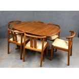 Danish Gudme mobelfabrik extending dining table in teak, 89 x134 extending to 232 cm, and a set of