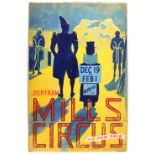 Bertram Mills Circus and Fun Fair, Olympia - Clowns in silhouette by the Ring with elephants