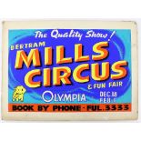 Bertram Mills Circus, The Quality Show, original hand painted poster artwork, on board, 30 x 50