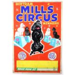 Bertram Mills Circus and Menagerie - Featuring five performing poodles, original hand painted poster