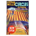 Bertram Mills Circus, Olympia, 'Merkel The Human Fly (1930's), Original hand painted poster artwork,