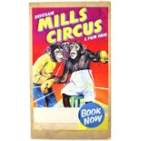 Bertram Mills Circus and Fun Fair - Two chimpanzees one dressed as a boxer, original hand painted