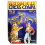 Bertram Mills Circus, Olympia - 'Hagenbach's Tigers Presented by Matthies', original hand painted