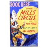 Bertram Mills Circus and Fun Fair, Olympia, 'Book Here', (1946), original hand painted poster