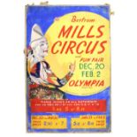 Bertram Mills Circus and Fun Fair, Olympia - 'Dec. 20 to Feb. 2', featuring a white faced clown,