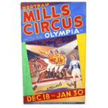 Bertram Mills Circus and Fun Fair, Olympia, '5 Hansels', original hand painted poster artwork, on