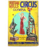 Bertram Mills Circus, Olympia - 'Elsie Wallenda and her Sea Lions', original hand painted poster