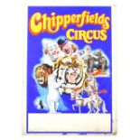 Chipperfields Circus - Clowns, tiger, elephants and other animals, original hand painted poster