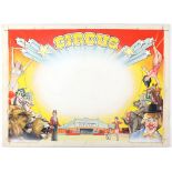 Robert Brothers Circus poster artwork featuring lions, elephants and a Big Top, original hand