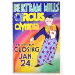 Bertram Mills Circus at Olympia - 'Positively closing Jan 24th', Original hand painted poster