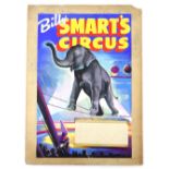 Billy Smart's Circus - Elephant on a tight-rope, original hand painted poster artwork, on board,